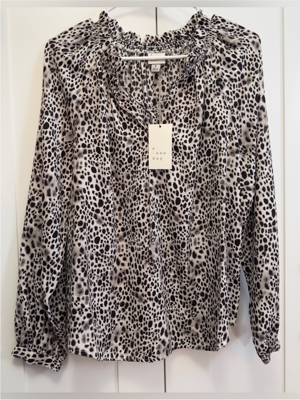 Leopard Print Black and Cream Long Sleeve Top NEW!